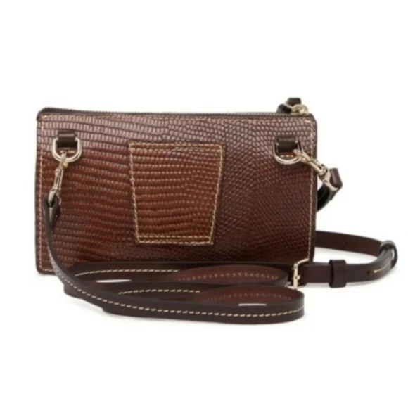 🔥🔥DOONEY & BOURKE Gingy Embossed Chestnut Brown Leather Crossbody Bag - Picture 4 of 12